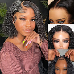 13x4 Burmese Curly Deep Wave Curly Human Hair Wig Glueless Wet and Wavy Lace Front Human Hair Wigs For Woman on Clearance Sale