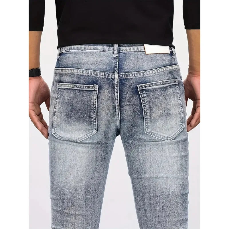 Trendy Jeans Men's Small Straight Leg Denim Design Pants New Slim  High Quality