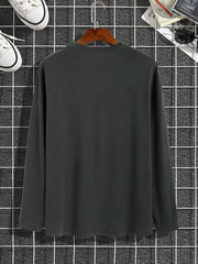 New long-sleeved T-shirt men's printed round neck long-sleeved T-shirt trend versatile casual tops men's clothing summer