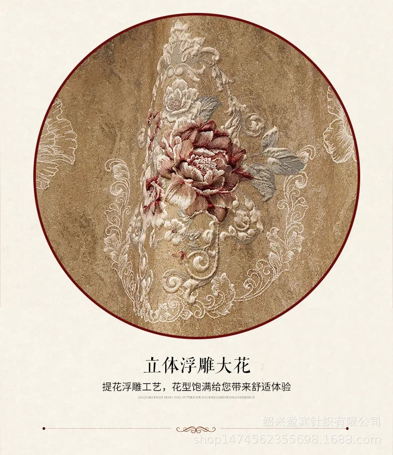 Custom New 3D Embossed Luxury Curtains for Living Dining Room Bedroom European Flower High-end Textured Noble Valance Tulle Cort