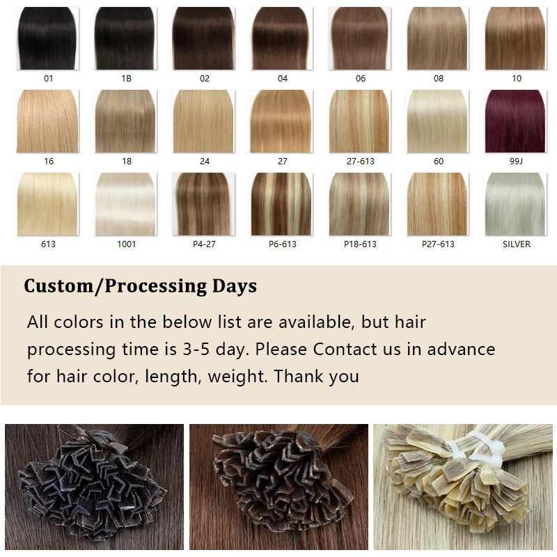 50s/Pack 50G K Tip Hair Extensions Human Hair Keratin Pre Bonded Hot Fusion Nail Tip Balayage Natural Silky Straight Extensions