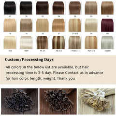 50s/Pack 50G K Tip Hair Extensions Human Hair Keratin Pre Bonded Hot Fusion Nail Tip Balayage Natural Silky Straight Extensions