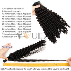 YWUEXT Loose Deep Wave Micro Link I Tip Hair Extensions 12"-26" Brazilian 100% Virgin Human Hair Micro Ring Hair 50pcs/pack