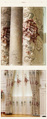 Custom New 3D Embossed Luxury Curtains for Living Dining Room Bedroom European Flower High-end Textured Noble Valance Tulle Cort