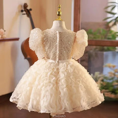 2025 Girls New Flower Girl Princess Dress Kids First Birthday Party Performance Gown Flower Girl Wedding Formal Occasion Wear