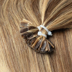 VEDES K Tip Hair Extensions Human Hair Keratin Pre Bonded Hot Fusion Nail Tip Balayage Natural Silky Straight Extensions 50G