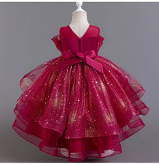Flower Girl Dresses for Wedding White Champagne Red Pink Child Gala Evening Formal Luxury Birthday Puffy Irregular Elegant Dress