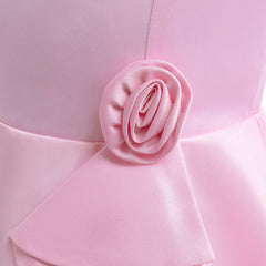 Young Girls Pink Barbie Rose Dress Girl Elegant Evening Party Gown Kids Summer Holiday Birthday Clothes Children Pleated Costume