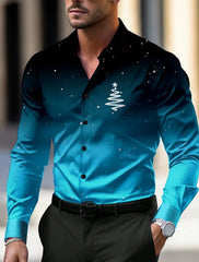 Christmas Theme Men's Christmas Trees Printed Shirts Snowflake Grad Shirts