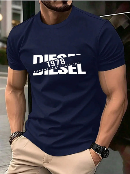 Streetwear 3D Letter Print Men's Summer T-Shirt, Suitable for Everyday Casual and Sportswear. .