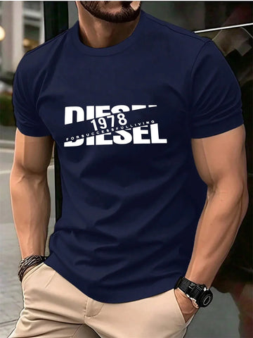 Streetwear 3D Letter Print Men's Summer T-Shirt, Suitable for Everyday Casual and Sportswear. Quick-Drying and Breathable Top.