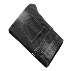 Denims Boy Children Jeans Straight Pants Ripped Hole Mid Waist Washed Distressed Pockets Streetwear