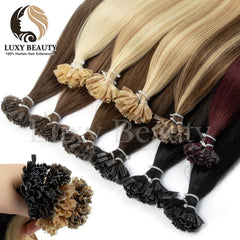 K Tip Hair Extensions Human Hair Keratin Tip Hot Fusion Hair Extensions Black Blonde Brown K Tip Human Hair Extensions 50pcs