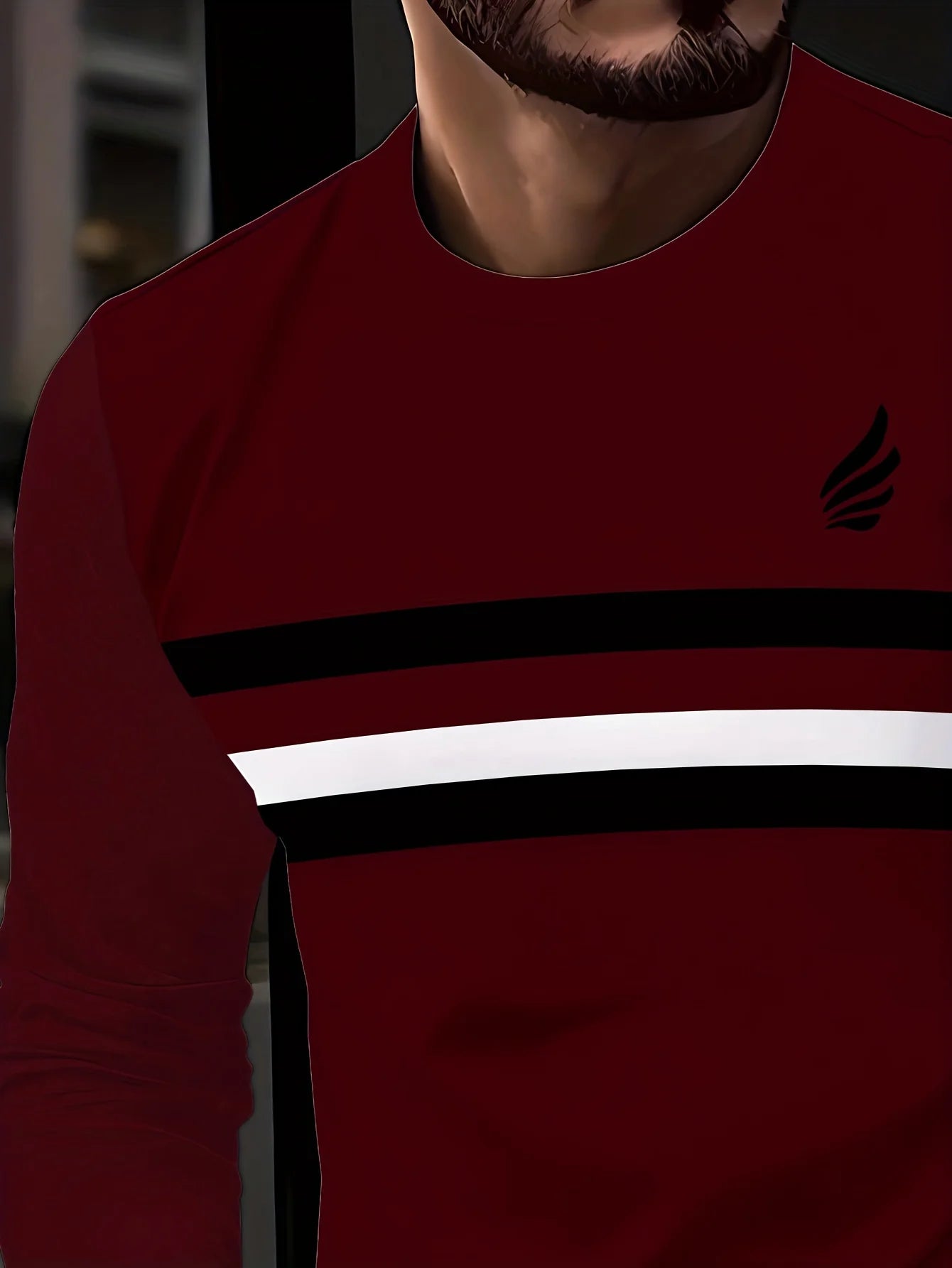 Men's Long-sleeved T-shirt with Striped Design As An Inner Layer for Autumn Outings and Business Office  Wear  Men T Shirt