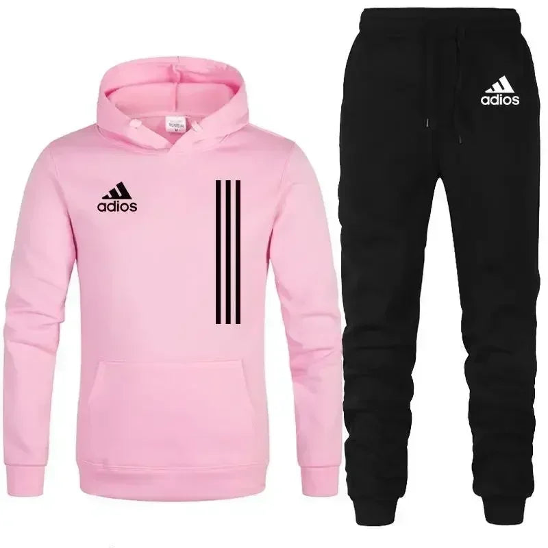 New autumn and winter men's long-sleeved pullover hoodie + pants 2-piece fashionable outdoor running men's sportswear set