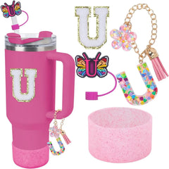 Accessories for Stanley Cup 40oz 30oz Letter Charms for Handle Silicone Boot,Straw Cover Topper & Sticker Charms