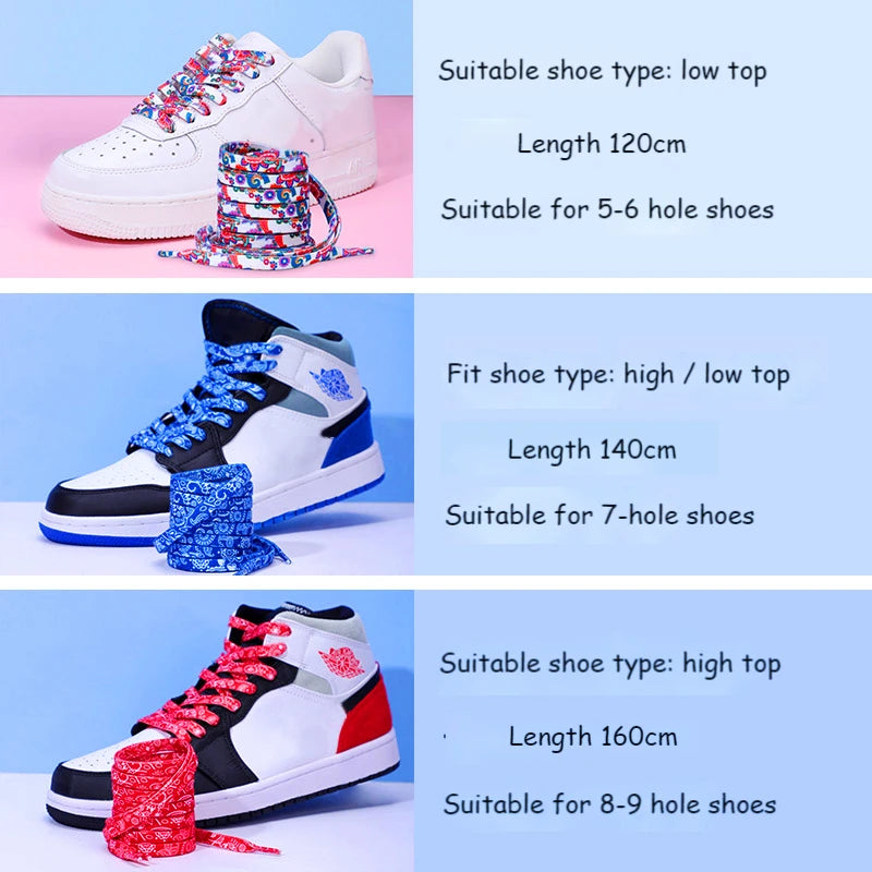 Sports Shoelaces Cashew Flower AF1 Canvas Shoe laces Black and White Color Ins Trend Personality Flat Shoelace Rope Wholesale