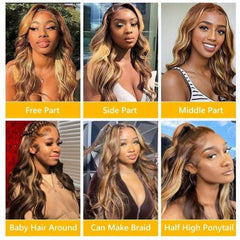 P4/27 Highlight Body Wave Human Hair Wig For Woman On Clearance Sale 200 Density 13x4 HD Lace Frontal Wigs Pre Plucked Natural Hairline
