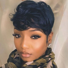 Human Hair Short Curly Wigs for Women Pixie Cut Wig Machine Made Human Hair Short Wigs Natural Hair Short Curly Wigs