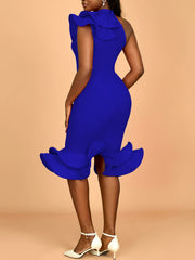 Elegant Party Dresses For Women Tierred Hem Ruffles Sleeveless Package Hip Bodycon Event Birthday African Female Wedding Guest