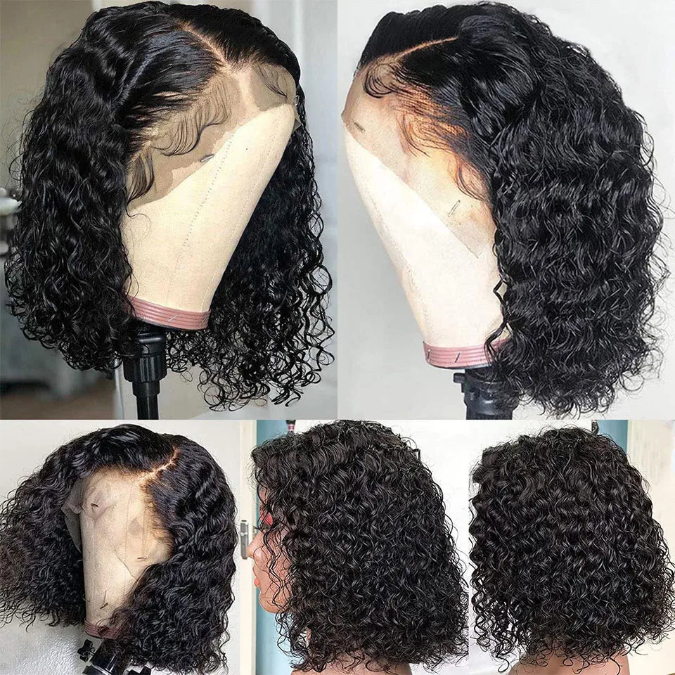 Jerry Curly Lace Front Short Bob Glueless Wigs Human Hair 4x4 Closure Wigs Pre Cut Lace Ready to Wear 13x4 Front Wigs For Women