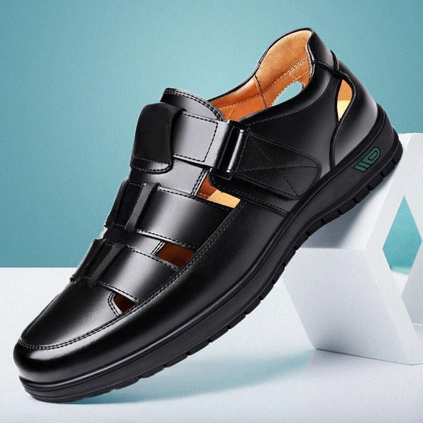 Summer Shoes for Men Hollow Out PU Leather Breathable Sandals Non-slip Flats Soft Bottom Handmade Tide Design Footwear Men Shoes
