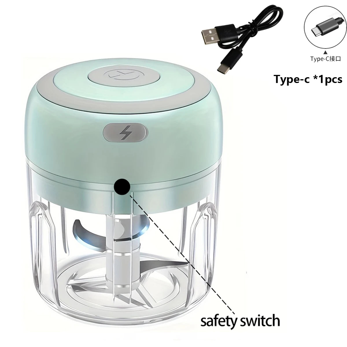 100ml/250ml Electric Mini Garlic Press Chopper - Rechargeable USB Masher with Powerful Lithium Battery, Easy Meat Grinder