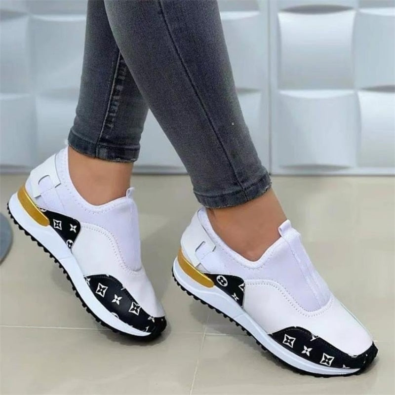 Speedy 2023Women Pattern Canvas Sneakers Women Casual Shoes Women Sneakers Shoes Flat Lace-Up