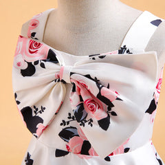 2023 Kids Princess Dress For Girls Summer Floral Print Clothes Children Girl Birthday Party Dresses Big Bow Vestidos