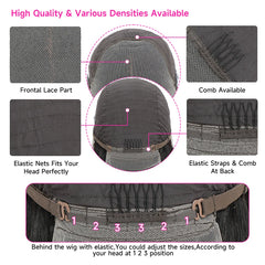 100% Vietnamese Super Double Drawn Bone Straight 13x4 Frontal Bob Wig with Human Hair Natural Black 210% Density For Black Women