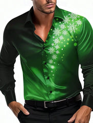 Christmas Theme Men's Christmas Scene Printed Shirts Snowflake Graphics Casual   Long Sleeve shirts