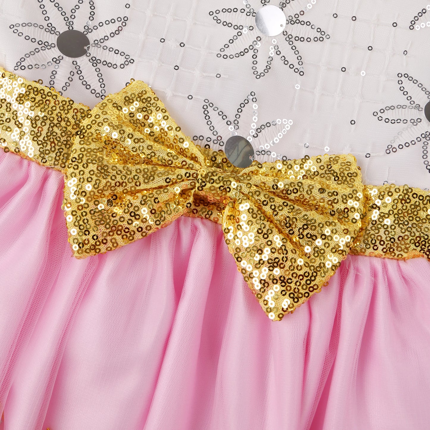 2025 Autumn and Winter new children's mesh gold sequins embroidered bow tie dresss skirt wedding birthday