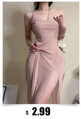 2023 Summer Women's Sexy Temperament ceremonial dress Wrapped Chest backless High Split Velvet Wrapped Hip Red Long