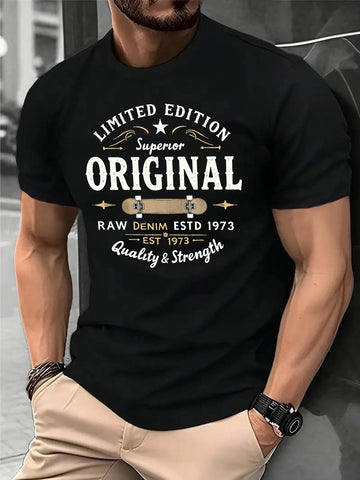 High-quality, trendy men's T-shirt: 100% pure cotton, graphic print, loose fit, casual, comfortable, and versatile.
