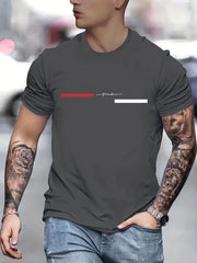 Summer men's 100% pure cotton casual loose freedom letter printed sports comfortable round neck short sleeved T-shirt top