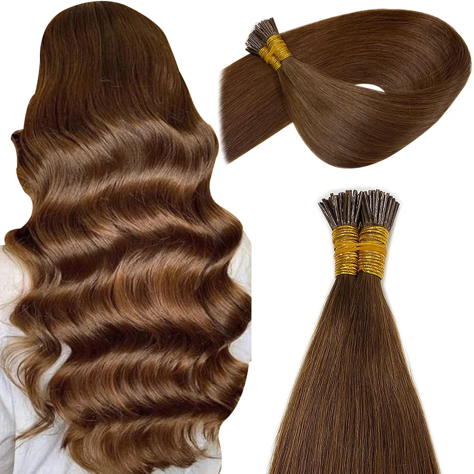 Straight ITIP Human Hair Extension 100% Real Human Hair Extensions 0.9g/pc 10 50 100 Strands Capsule Keratin Human Fusion Hair