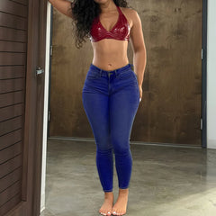 Peach Butt Lifting Jeans Women's Slim Fit Denim High Waist Ultra Thin Street Style Sexy Trendy Cotton Stretch Jeans