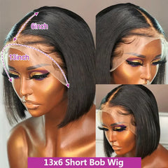 250% Density 13x4 13x6 HD Lace Front Human Hair Wigs For Women Brazilian Straight Short Bob Glueless Wigs 7x5 Lace Frontal Wigs