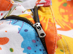 Men's White Jeans in Asian Sizes; Blue-Red-Green-Purple Printed Stretch Denim Pants; Stylish Slim-fit Trousers.