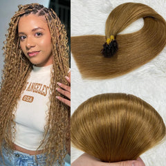 Flat Tip Keratin Hair Extensions Pre-Bonded Flat Tip Hair Extensions 50 Gram Double Drawn Straight 16-30 inch Indian Remy Hair