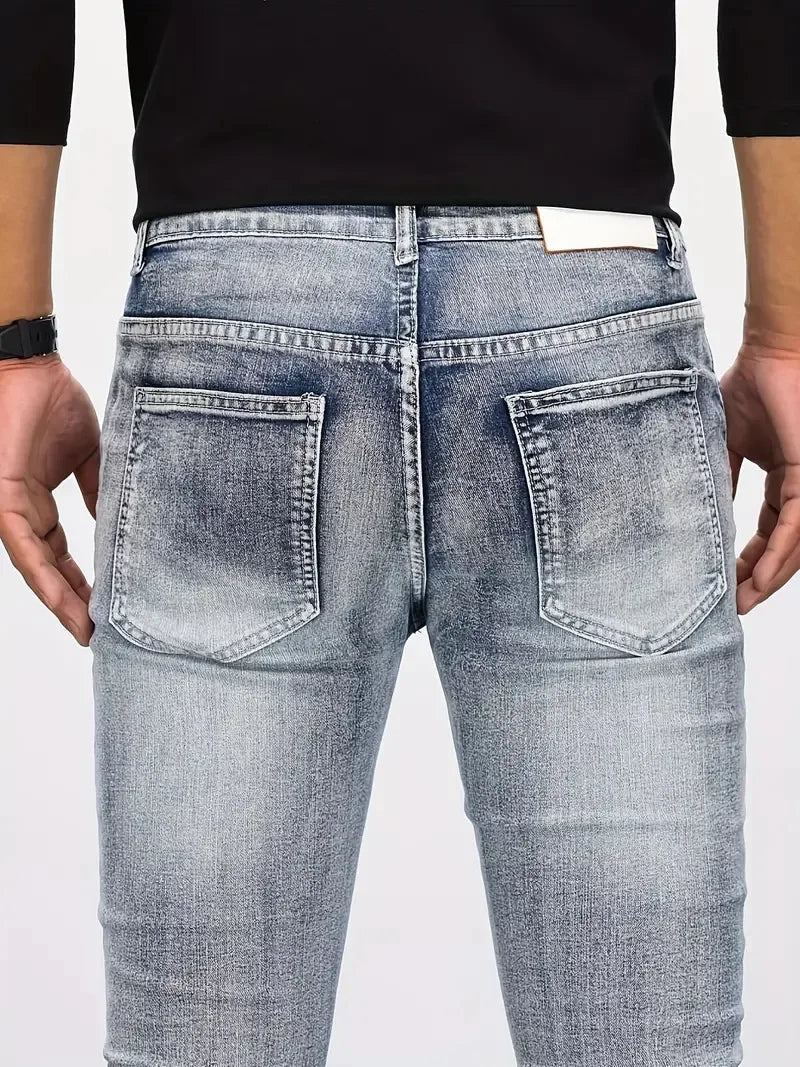 Trendy Jeans Men's Small Straight Leg Denim Design Pants New Slim  High Quality