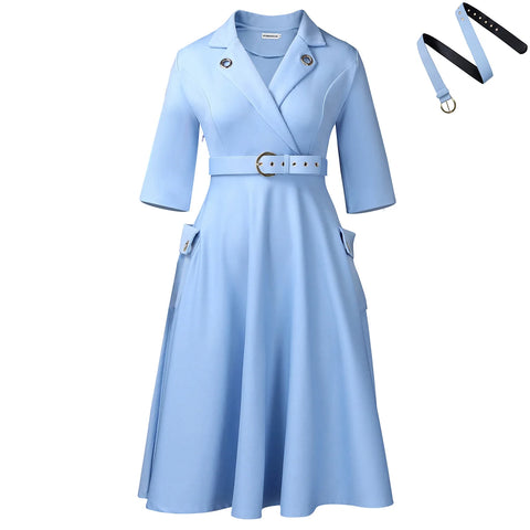 Elegant Plus-Size Women's Dress 2025 Fashion High-Waisted Skirt Suit Collar Trendy