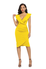 Summer New European and American Sexy V-neck Ruffled Sleeveless
