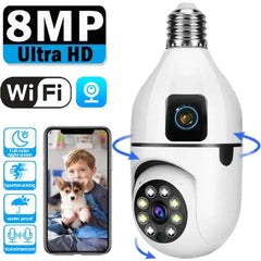 8MP WiFi IP Camera E27 Bulb Cam Wireless Baby Monitor Pet Cameras 5MP SmartLife Indoor AI Tracking Security Video Surveillance