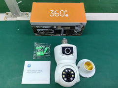 4MP UHD iCsee/V380Pro APP  Dual Lens E27 Lamp Head Socket Wireless PTZ IP Camera AI Humanoid Detection Baby Monit