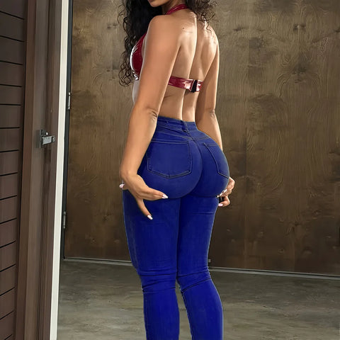 Peach Butt Lifting Jeans Women's Slim Fit Denim High Waist Ultra Thin Street Style Sexy Trendy Cotton Stretch Jeans