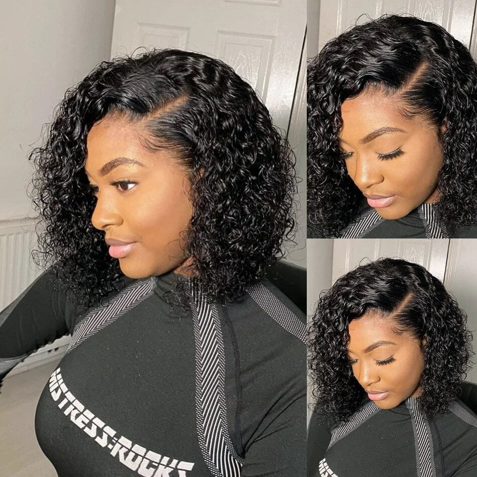 Short Kinky Curly Human Hair Bundles With Closure 100% Unprocessed Hair Weft Extensions Tissage Humain Hair Natural Remy Hair