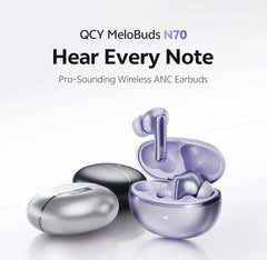 QCY MeloBuds N70 Adaptive ANC Wireless Earbuds Bluetooth 6.0 LDAC Hi-Res Audio 6 Mics Wireless Charging Earphones 50Hrs IPX5