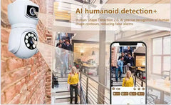 4MP UHD iCsee/V380Pro APP  Dual Lens E27 Lamp Head Socket Wireless PTZ IP Camera AI Humanoid Detection Baby Monit