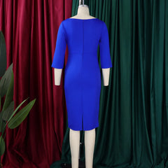 Church Dresses for Women 2025 Elegant Ladies Office Wear Casual Dress Long Sleeve Knee Length Solid Bodycon